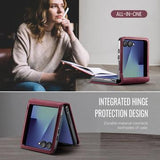 Samsung Galaxy Z Flip7 Caseme 033 Pung Etui med Kalvemønster og RFID-blokering - Rød