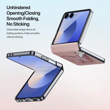 Samsung Galaxy Z Flip7 Dux Ducis Luvy cover med fingerring/håndrem - lyserød / sommerfugl