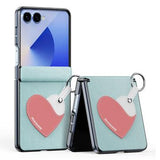 Samsung Galaxy Z Flip7 Dux Ducis Luvy cover med fingerring/håndrem - himmelblå / hjerte