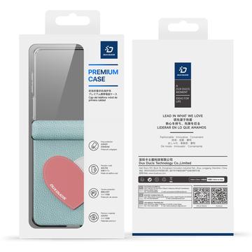 Samsung Galaxy Z Flip7 Dux Ducis Luvy cover med fingerring/håndrem - himmelblå / hjerte