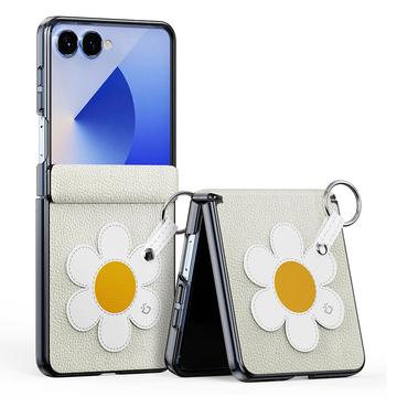 Samsung Galaxy Z Flip7 Dux Ducis Luvy cover med fingerring/håndrem - hvid / stjerne