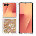 Samsung Galaxy Z Flip7 Glitter Quicksand TPU Cover - Guldhjerter