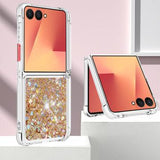 Samsung Galaxy Z Flip7 Glitter Quicksand TPU Cover - Guldhjerter
