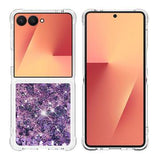 Samsung Galaxy Z Flip7 Glitter Quicksand TPU Cover - Lilla hjerter