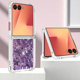 Samsung Galaxy Z Flip7 Glitter Quicksand TPU Cover - Lilla hjerter