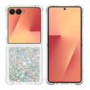 Samsung Galaxy Z Flip7 Glitter Quicksand TPU Cover - Sølvhjerter