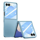 Samsung Galaxy Z Flip7 Plastikcover med ydre hærdet glasskærmbeskytter - babyblå