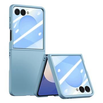 Samsung Galaxy Z Flip7 Plastikcover med ydre hærdet glasskærmbeskytter - babyblå
