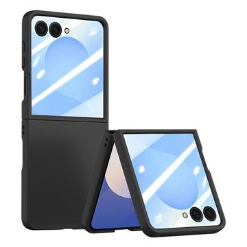 Samsung Galaxy Z Flip7 Plastikcover med ydre hærdet glasskærmbeskytter - sort