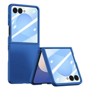 Samsung Galaxy Z Flip7 Plastikcover med ydre hærdet glasskærmbeskytter - mørkeblå