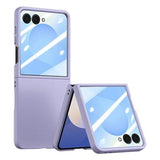 Samsung Galaxy Z Flip7 Plastikcover med ydre hærdet glasskærmbeskytter - Lilla
