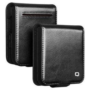 Samsung Galaxy Z Flip7 Qialino Classic Læderpung - Sort