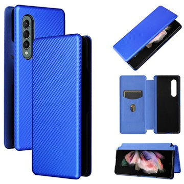 Samsung Galaxy Z Fold3 5G Flip Cover - Karbonfiber - Blå