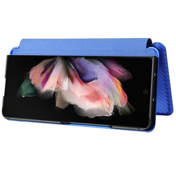Samsung Galaxy Z Fold3 5G Flip Cover - Karbonfiber - Blå
