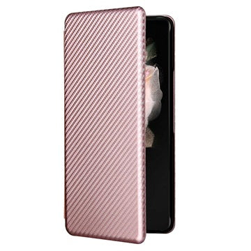 Samsung Galaxy Z Fold3 5G Flip Cover - Karbonfiber - Rødguld