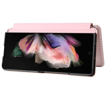 Samsung Galaxy Z Fold3 5G Flip Cover - Karbonfiber - Rødguld
