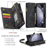 Samsung Galaxy Z Fold6 Caseme 008 2-i-1 Multifunktionel Pung - Sort