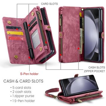Samsung Galaxy Z Fold6 Caseme 008 2-i-1 Multifunktionel Pung - Rød