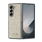 Samsung Galaxy Z Fold6 Guess Glitter Flakes Metal Logo Hybrid Cover - Guld