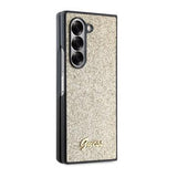 Samsung Galaxy Z Fold6 Guess Glitter Flakes Metal Logo Hybrid Cover - Guld
