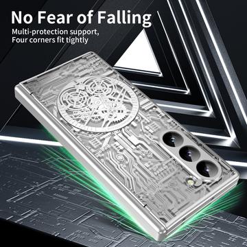 Samsung Galaxy Z Fold6 Mechanical Legend Galvaniseret plastik cover - Sølv