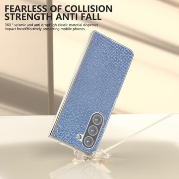Samsung Galaxy Z Fold6 Rhinestone Tekstur Hybrid Cover - Blå