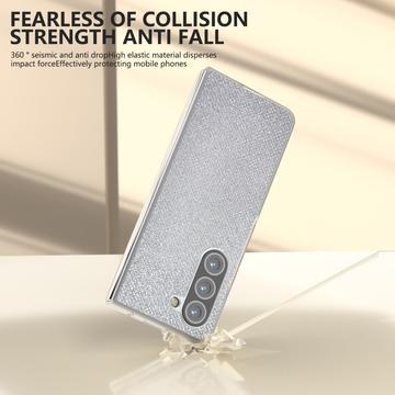 Samsung Galaxy Z Fold6 Rhinestone Tekstur Hybrid Cover - Sølv
