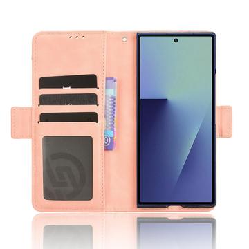 Samsung Galaxy Z Fold7 Kortholder Pung Etui med Penholder - Pink