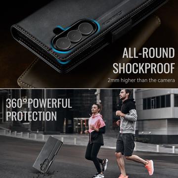 Samsung Galaxy Z Fold7 Caseme 033 Pung Etui med Kalvemønster og RFID-blokering - Sort