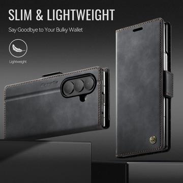 Samsung Galaxy Z Fold7 Caseme 033 Pung Etui med Kalvemønster og RFID-blokering - Sort