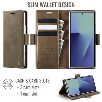 Samsung Galaxy Z Fold7 Caseme 033 Pung Etui med Kalvemønster og RFID-blokering - Kaffe