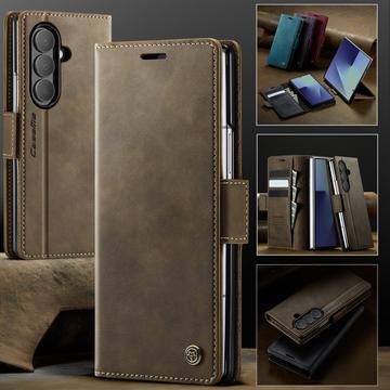 Samsung Galaxy Z Fold7 Caseme 033 Pung Etui med Kalvemønster og RFID-blokering - Kaffe