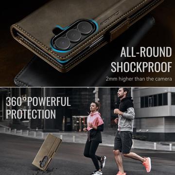 Samsung Galaxy Z Fold7 Caseme 033 Pung Etui med Kalvemønster og RFID-blokering - Kaffe