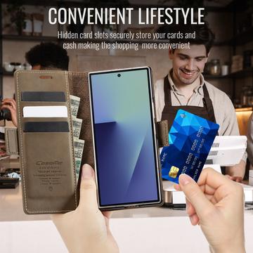 Samsung Galaxy Z Fold7 Caseme 033 Pung Etui med Kalvemønster og RFID-blokering - Kaffe