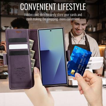 Samsung Galaxy Z Fold7 Caseme 033 Pung Etui med Kalvemønster og RFID-blokering - Lilla