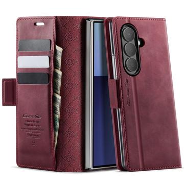 Samsung Galaxy Z Fold7 Caseme 033 Pung Etui med Kalvemønster og RFID-blokering - Rød