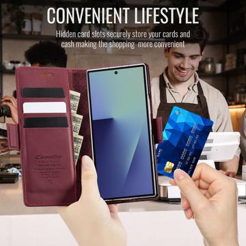 Samsung Galaxy Z Fold7 Caseme 033 Pung Etui med Kalvemønster og RFID-blokering - Rød