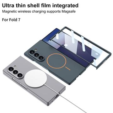 Samsung Galaxy Z Fold7 GKK Magnetisk slankt cover med skærmbeskyttelse hærdet glas - Titaniumgrå