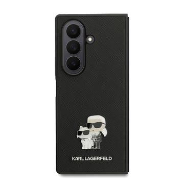 Samsung Galaxy Z Fold7 Karl Lagerfeld Saffiano Metal Karl and Choupette Cover - Sort