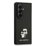 Samsung Galaxy Z Fold7 Karl Lagerfeld Saffiano Metal Karl and Choupette Cover - Sort