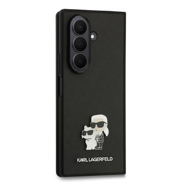 Samsung Galaxy Z Fold7 Karl Lagerfeld Saffiano Metal Karl and Choupette Cover - Sort