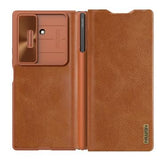 Samsung Galaxy Z Fold7 Nillkin Qin Pro Flip Cover - Brun