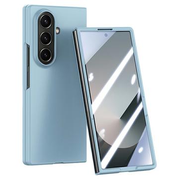 Samsung Galaxy Z Fold7 Plastikcover med ydre hærdet glasskærmbeskytter - babyblå