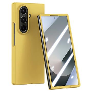 Samsung Galaxy Z Fold7 Plastikcover med ydre hærdet glasskærmbeskytter - gul