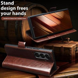 Samsung Galaxy Z Fold7 Qialino Classic Læderpung - Mørkebrun