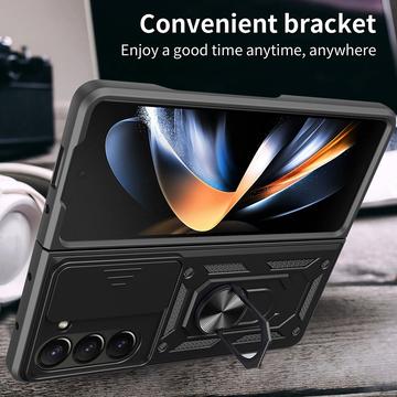 Samsung Galaxy Z Fold7 Roterende Ring Hybrid Cover med Kameraskjold - Sort
