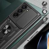 Samsung Galaxy Z Fold7 Roterende Ring Hybrid Cover med Kameraskjold - Sort