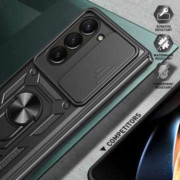 Samsung Galaxy Z Fold7 Roterende Ring Hybrid Cover med Kameraskjold - Sort