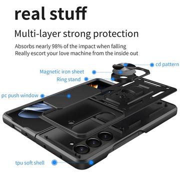 Samsung Galaxy Z Fold7 Roterende Ring Hybrid Cover med Kameraskjold - Blå