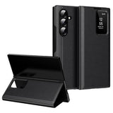 Samsung Galaxy Z Fold7 Smart Clear View Flip-etui med kortholder - Sort
